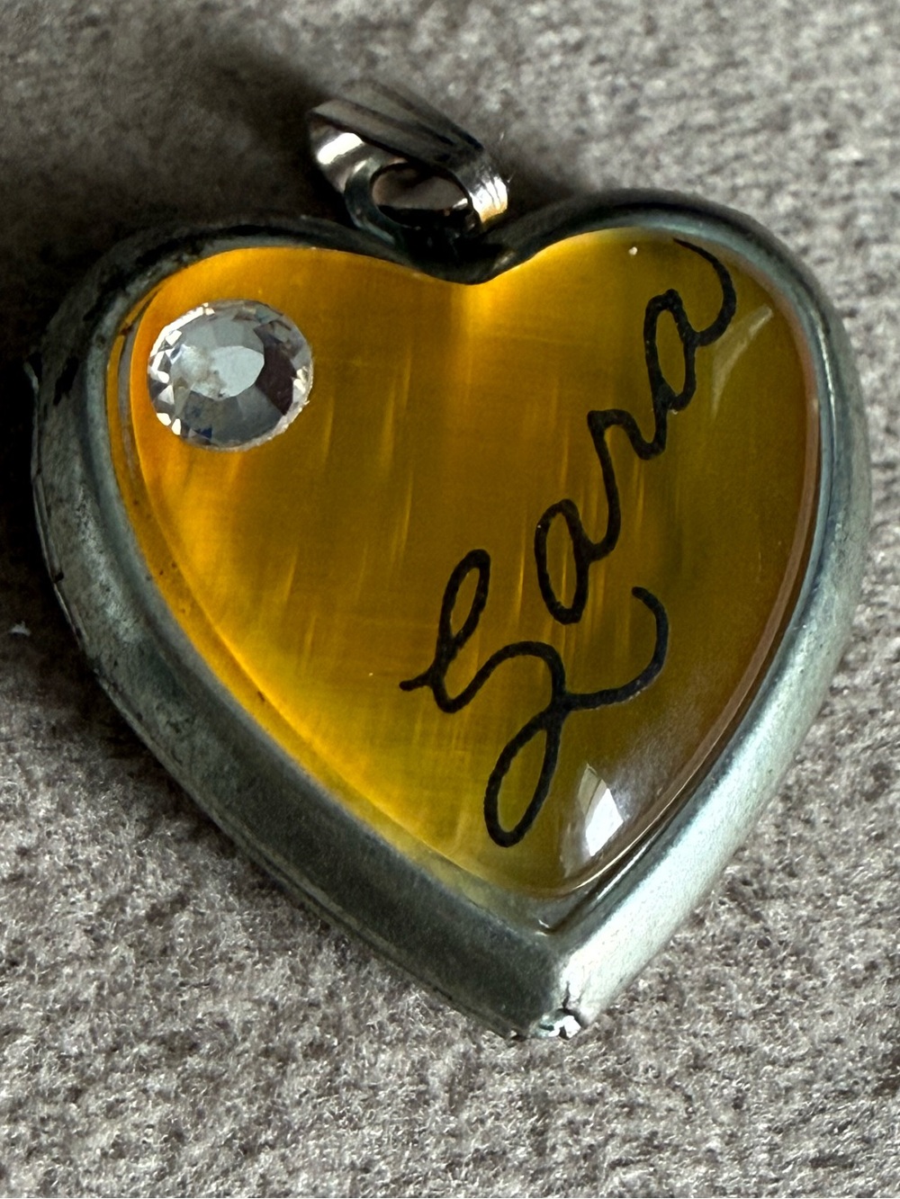 Yellow Heart Pendant Necklace with Script Name